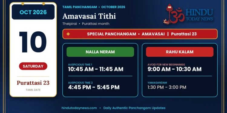 Tamil Calendar 10 October 2026 | Nalla Neram &Amp; Panchangam Tamil Calendar 10 October 2026 - Nalla Neram And Rahu Kalam
