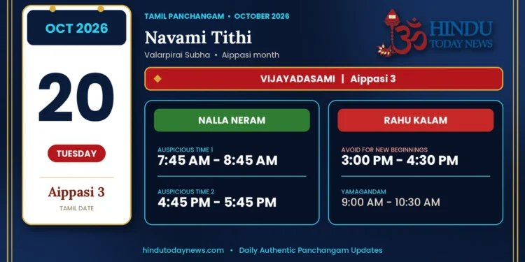 Tamil Calendar 20 October 2026 - Nalla Neram And Rahu Kalam