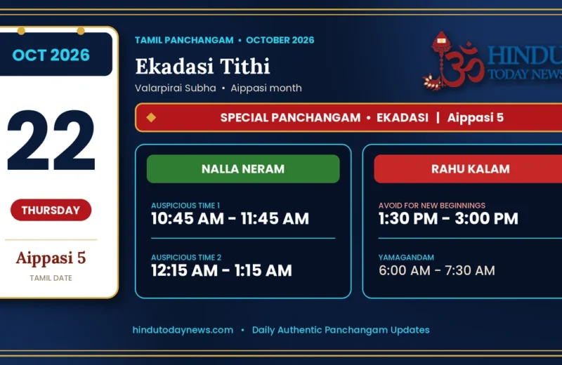 Tamil Calendar 22 October 2026 - Nalla Neram And Rahu Kalam